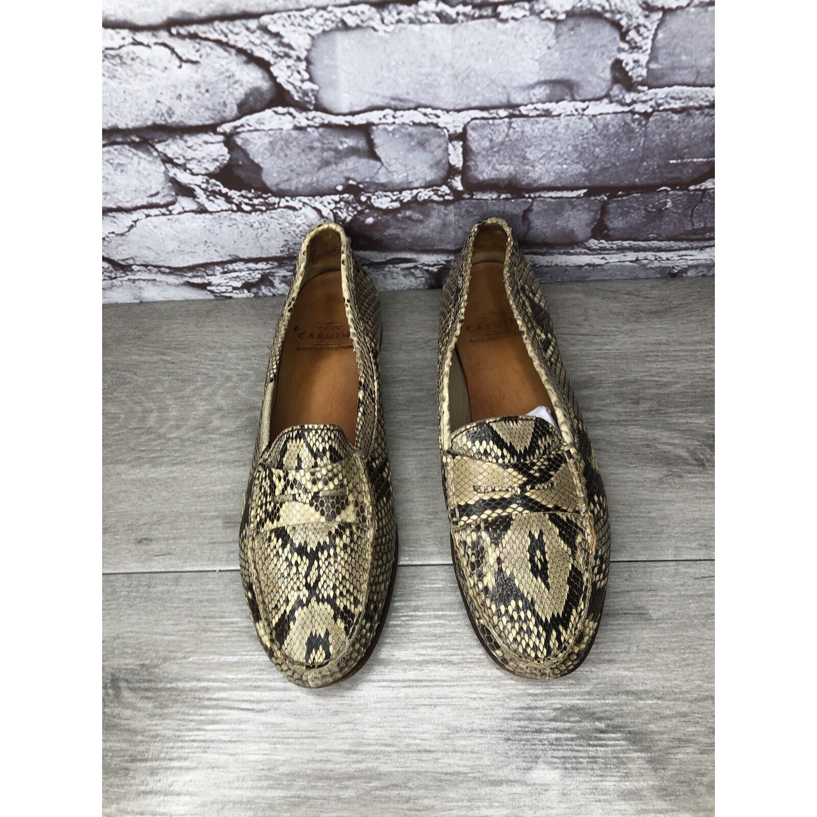 Carmina Carmina Cream Black Snakeskin Python Print Leather Women Sz Size US 6 / IT 36 - 2 Thumbnail