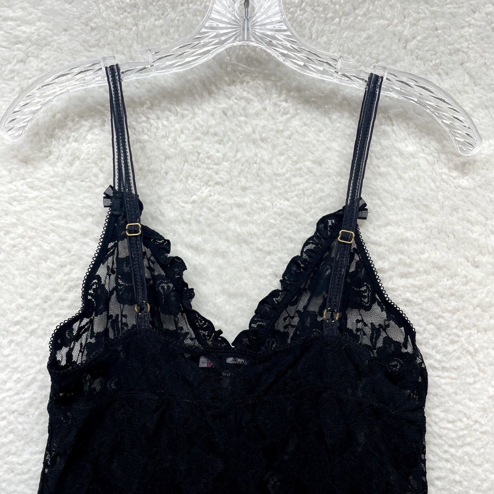 Vintage VINTAGE Y2K Midi Slip Dress Black Lace Sheer Fairy Goth Victorian Negligee L Size L / US 10 / IT 46 - 4 Thumbnail