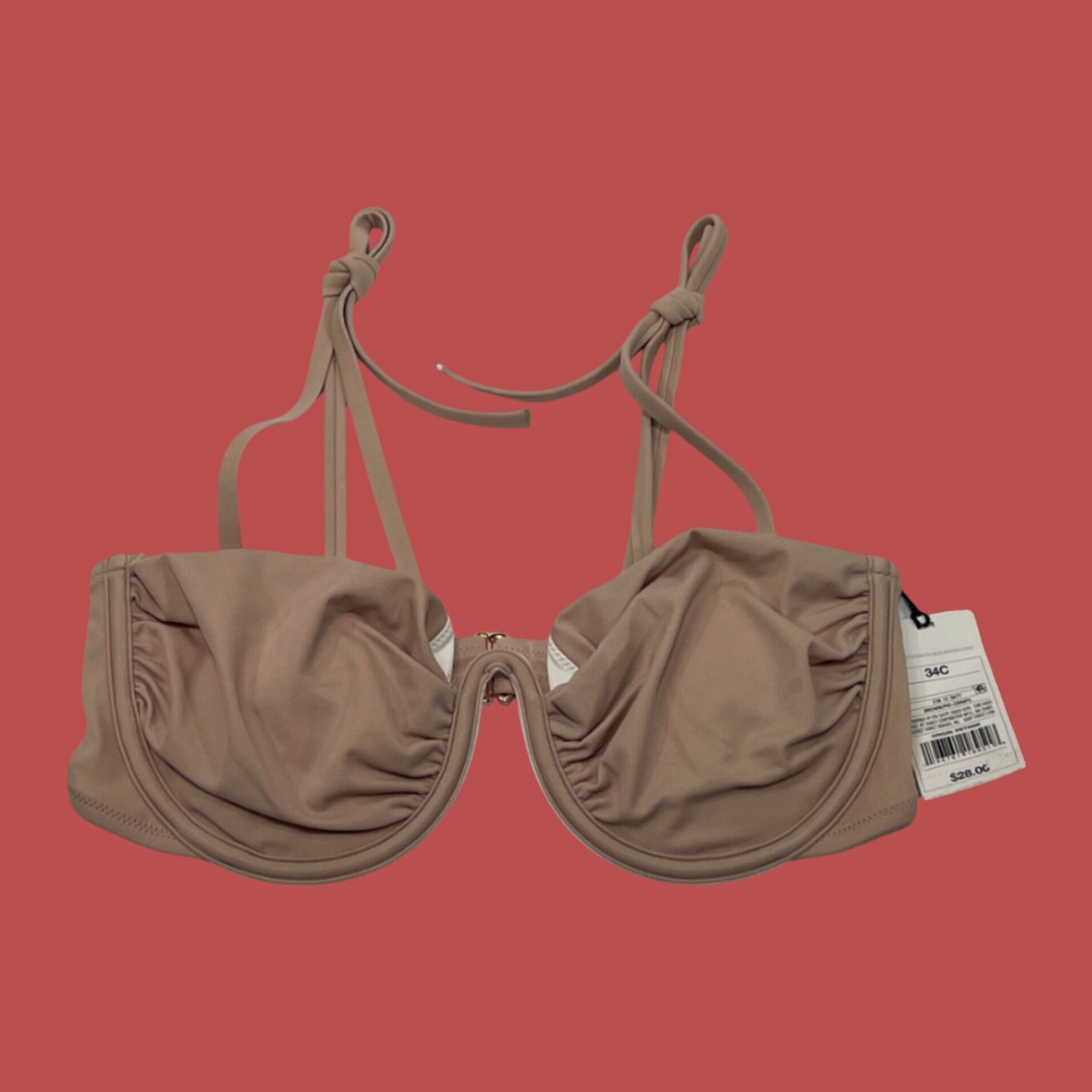 Other Shade & Shore Women's Shoulder Tie Shirred Underwire Bikini Size ONE SIZE - 9 Thumbnail