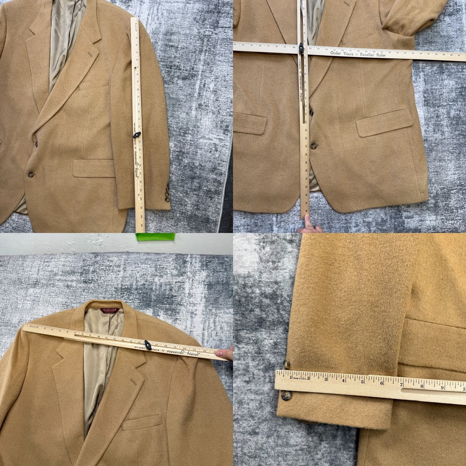 Nordstrom VTG Nordstrom Camel Hair Blazer Jacket Men's 50L Beige Solid Single-Breasted 2-Button Notch Lapel Old Money Academia Coat/Blazer Mens Size 50R - 10 Thumbnail