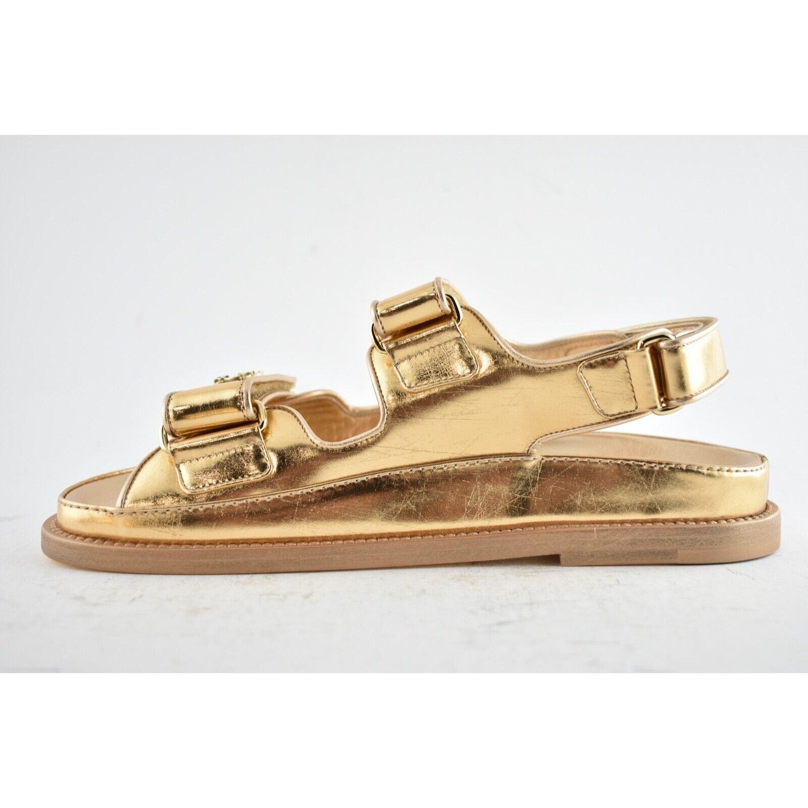 Chanel Chanel 22C Golden Gold Laminated CC Logo Mule Slide Strap Size US 6 / IT 36 - 10 Thumbnail