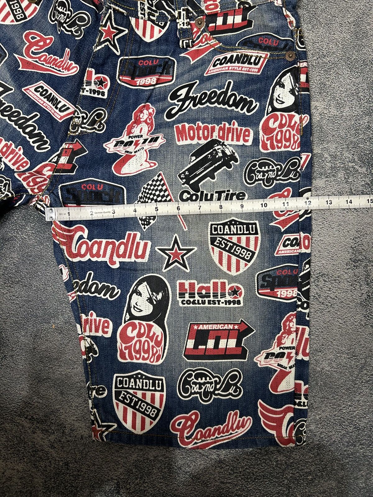 Japanese Brand Y2K CO&LU Hysteric Glamour style Denim Full Print Size US 33 - 14 Thumbnail