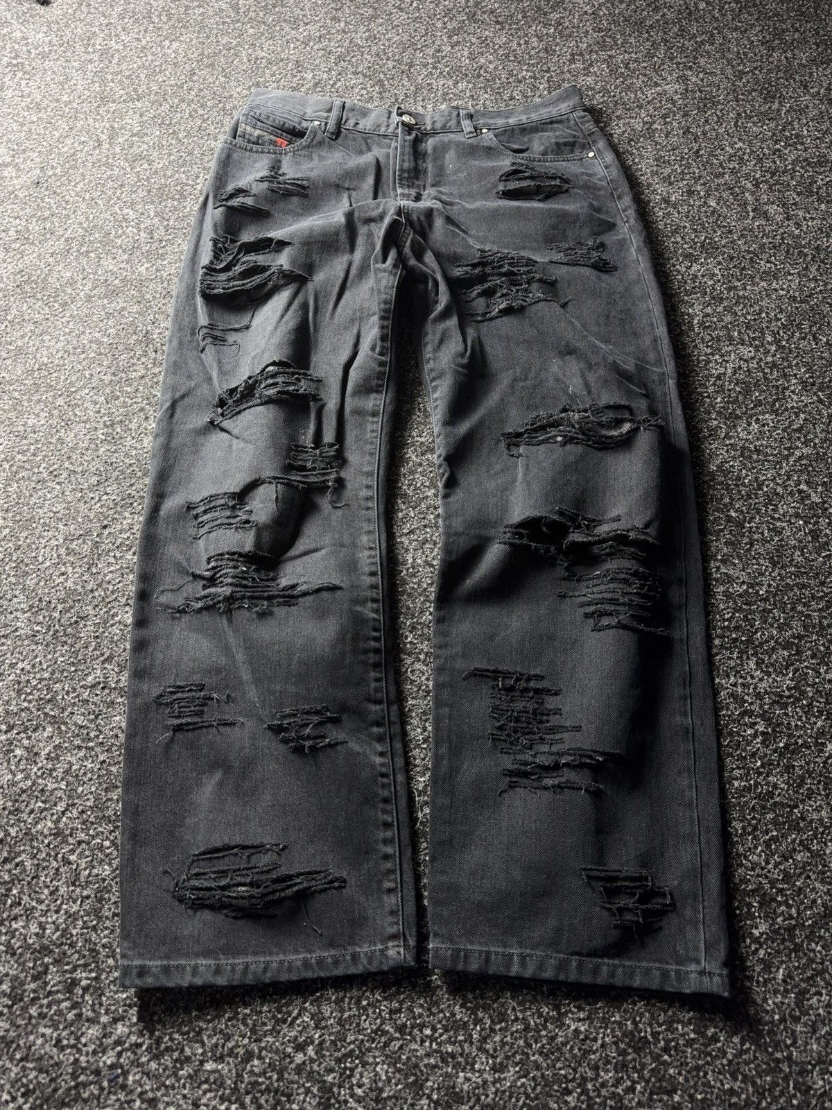 Diesel Luxury Y2K Diesel Niclah Heavy Distressed Washed Black Jeans Size 31" - 1 Thumbnail