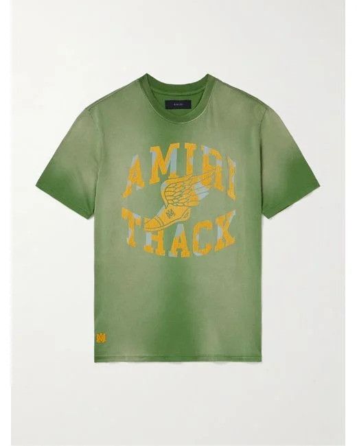 Amiri o1mle0326 Amiri Track Short Sleeve T-Shirt in Green Size US L / EU 52-54 / 3 - 1 Preview