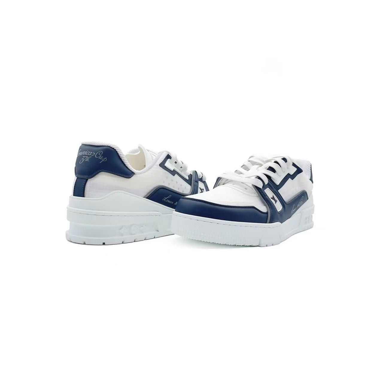 Louis Vuitton Louis Vuitton White & Marine Trainer Sneakers Size US 9 / IT 39 - 4 Thumbnail