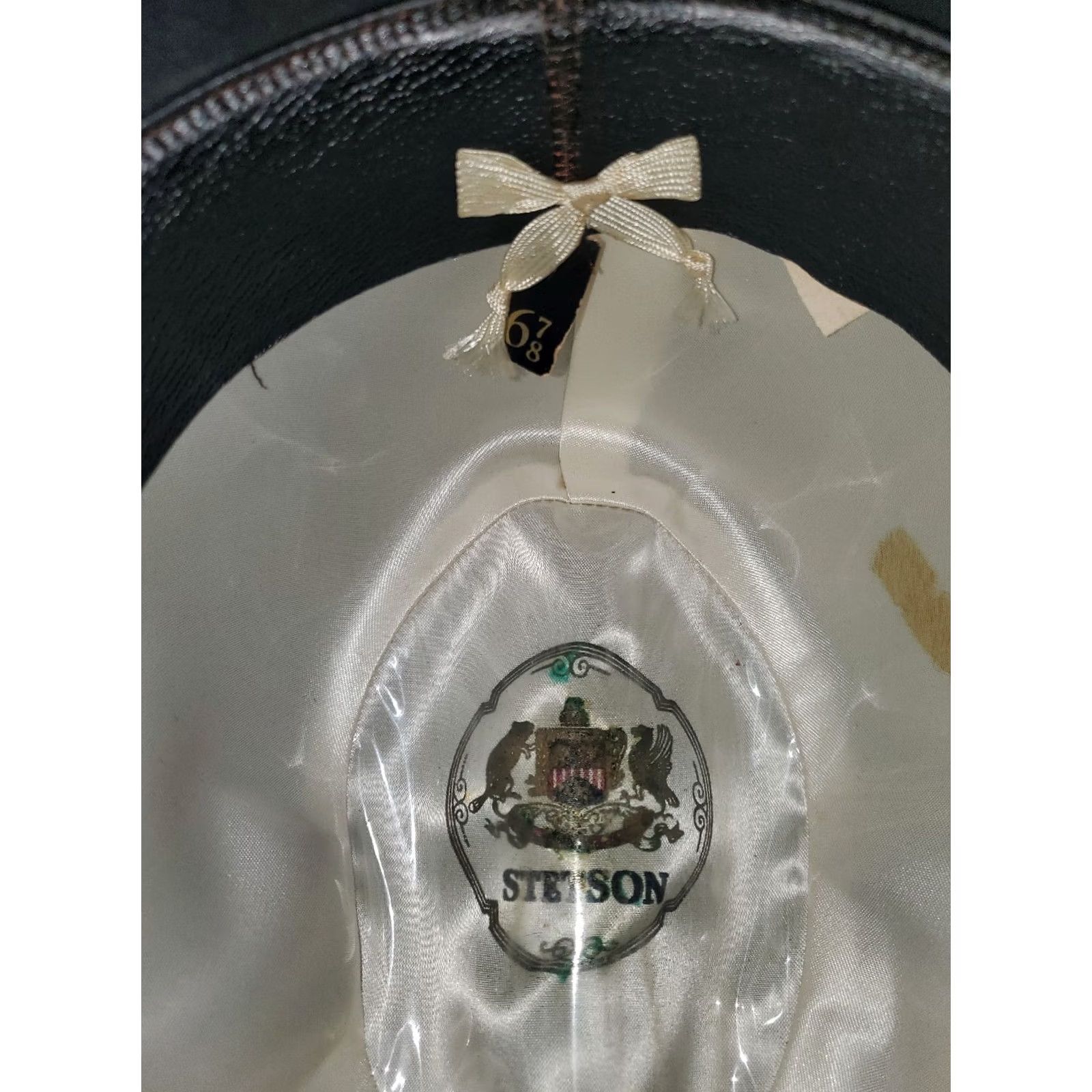 Stetson VINTAGE Royal Stetson Fedora Style Hat Sz 6 7/8 Aged Black 1950s Original Box Size ONE SIZE - 7 Thumbnail