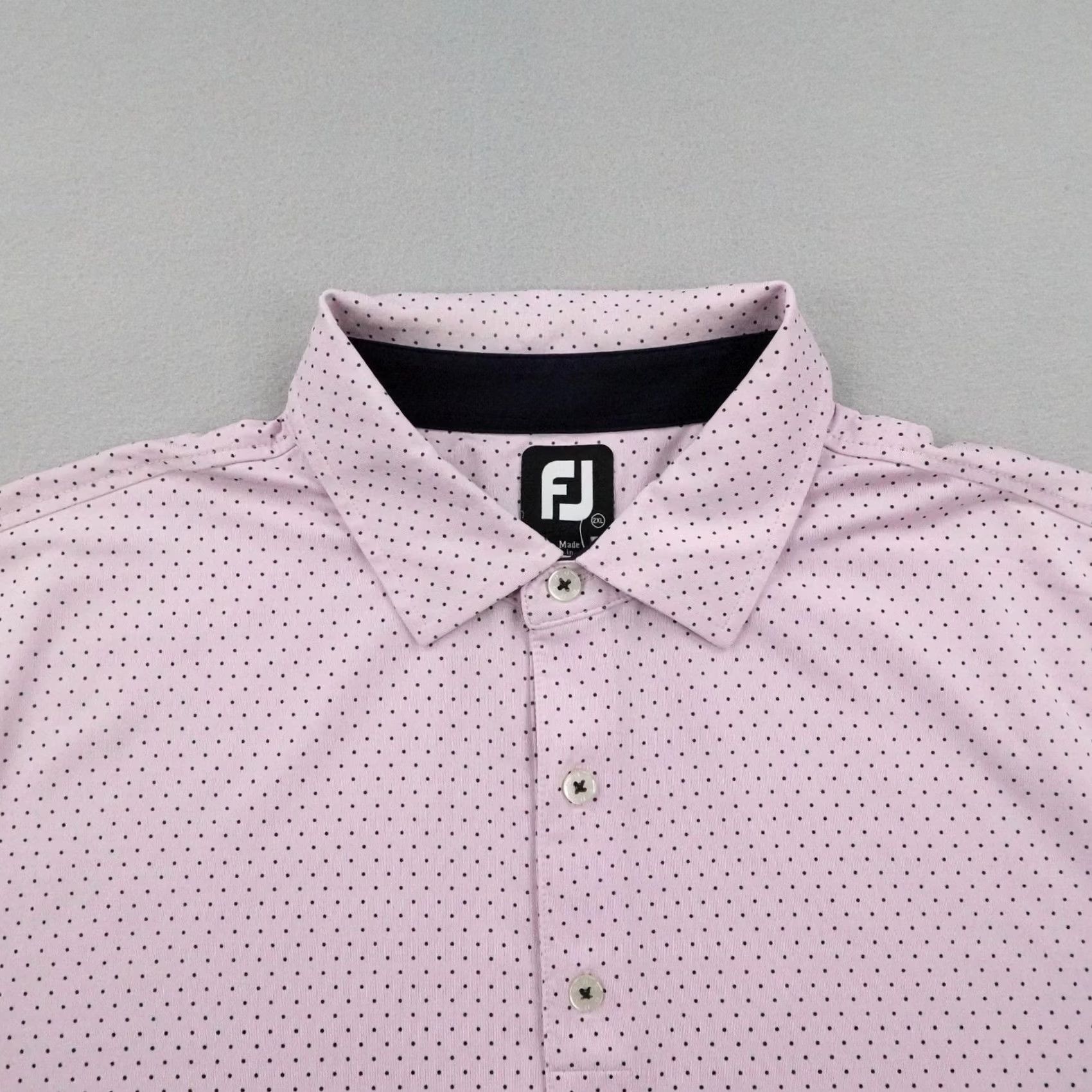 Footjoy FootJoy Polo Shirt Mens 2XL XXL Pink White Polka Dot Golf Performance Stretch Size US XXL / EU 58 / 5 - 2 Thumbnail
