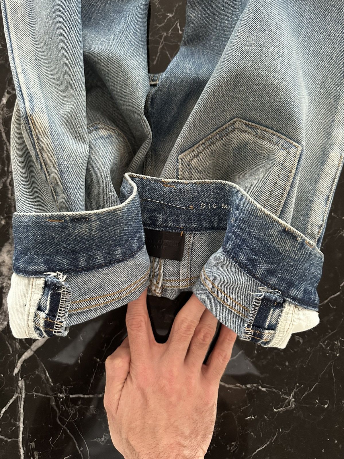 Saint Laurent Paris SS16 D10 Blue Jeans Knee Rip Mid Waist Size US 27 - 15 Thumbnail