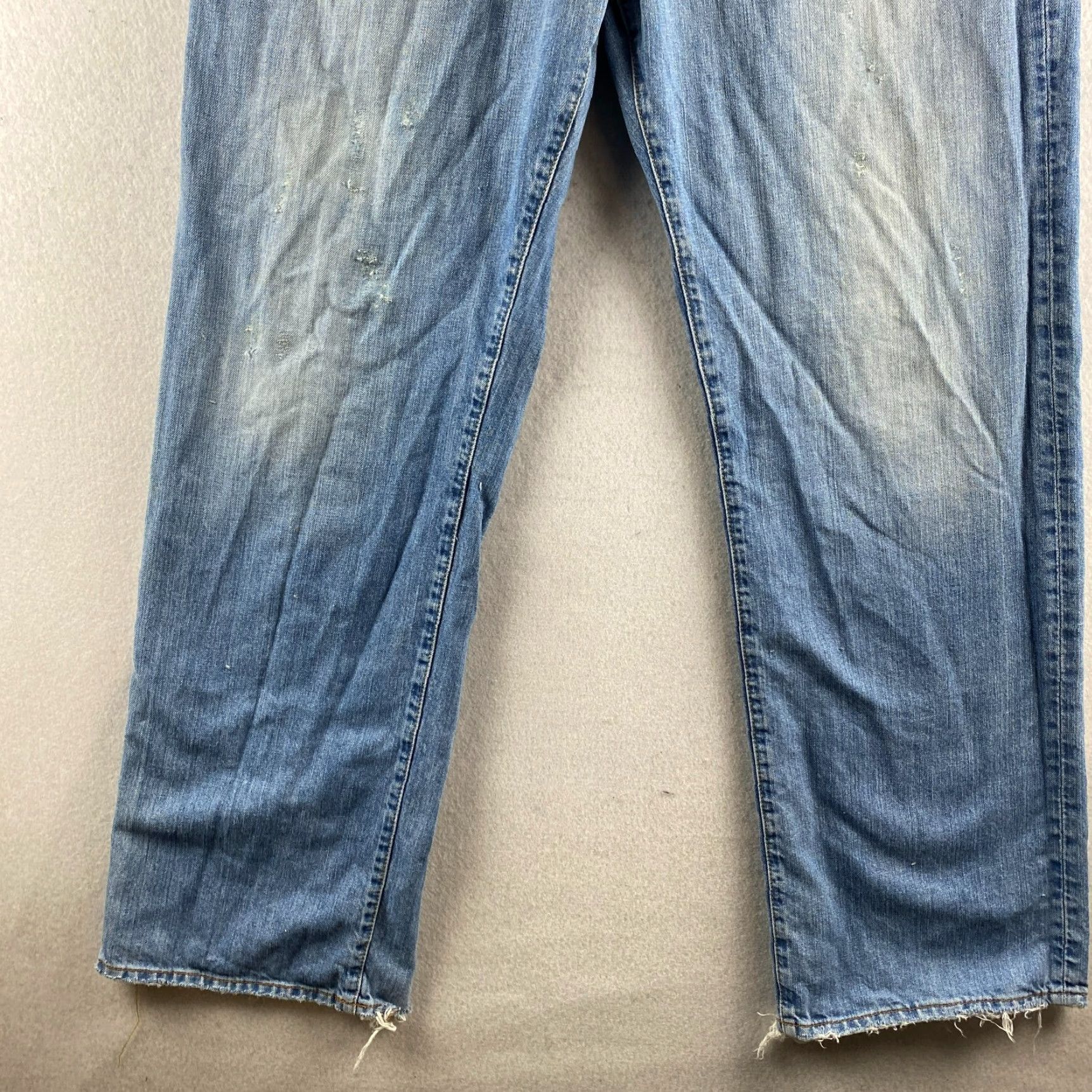 Lucky Brand Lucky Brand Jeans Mens 38 Blue Distressed Straight 5-Pocket Denim Relaxed Regular Zip Belt Loops Inseam 32 N/A Size US 38 / EU 54 - 4 Thumbnail
