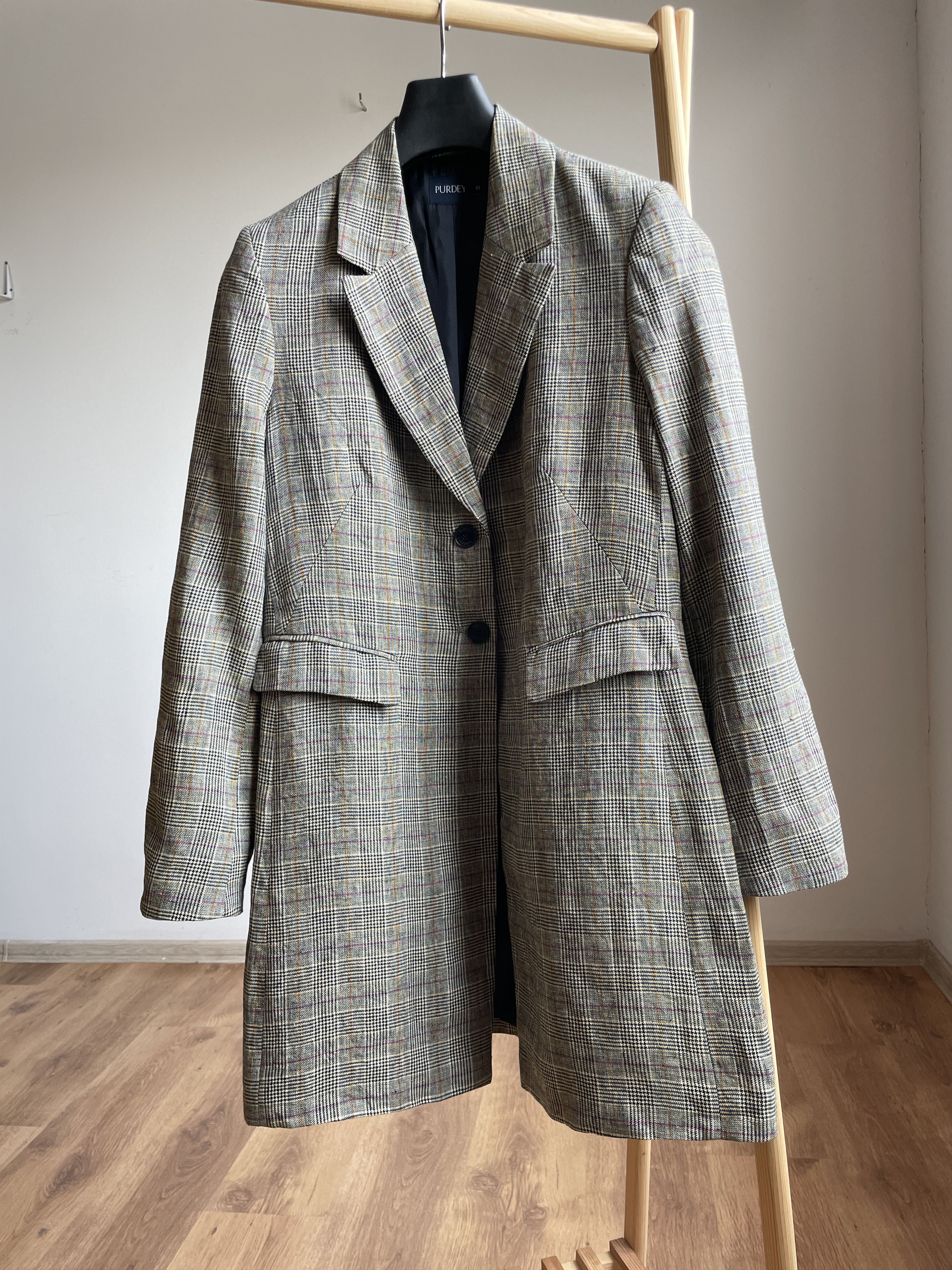 Purdey Purdey Womens Plaid Linen Coat Size EUR 40 Size S / US 4 / IT 40 - 1 Thumbnail