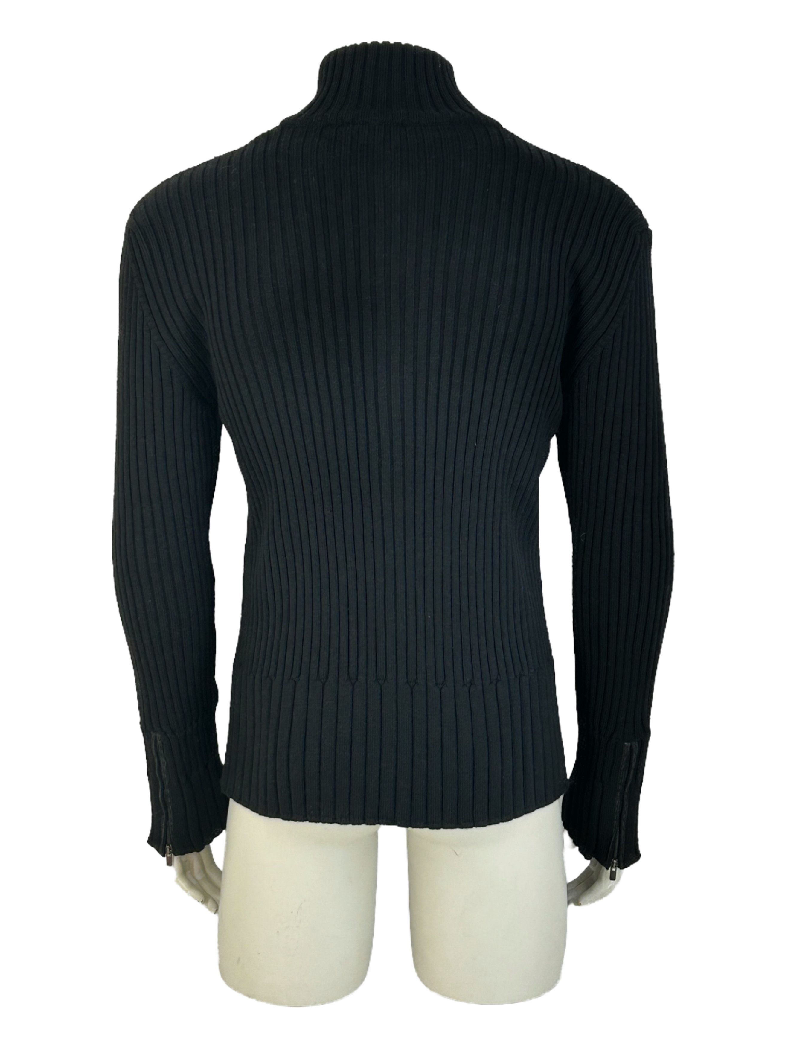 Fendi FENDI BLACK RIBBED ZIP UP/ ZIP CUFF BLACK KNIT SIZE 52 Size US XL / EU 56 / 4 - 3 Thumbnail