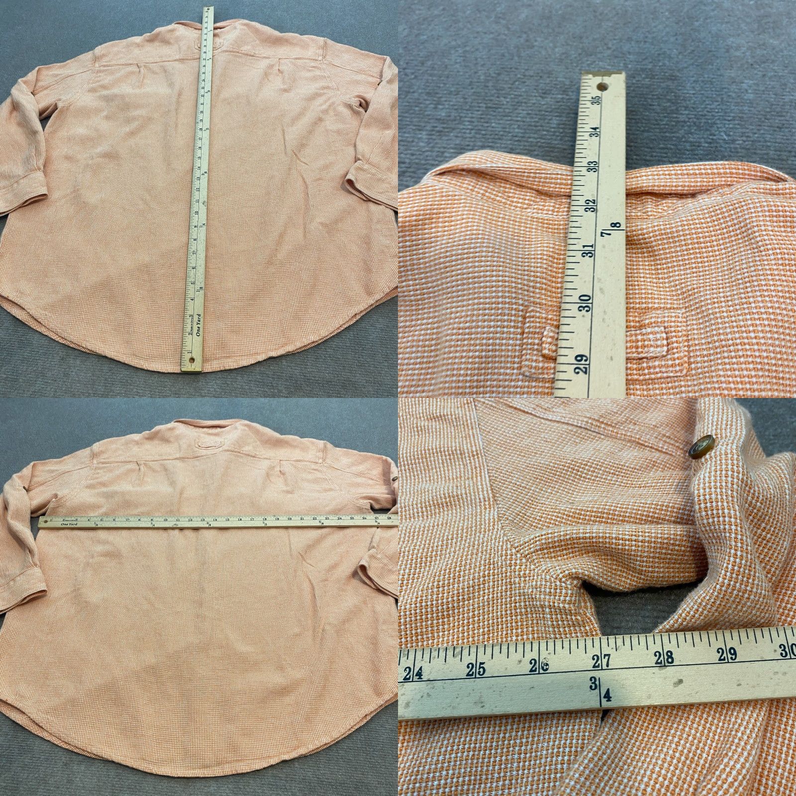 Orvis Orvis Shirt Mens 2XL Orange Woven Flap Pockets Long Sleeve Collar Button Camp Size US XXL / EU 58 / 5 - 8 Thumbnail