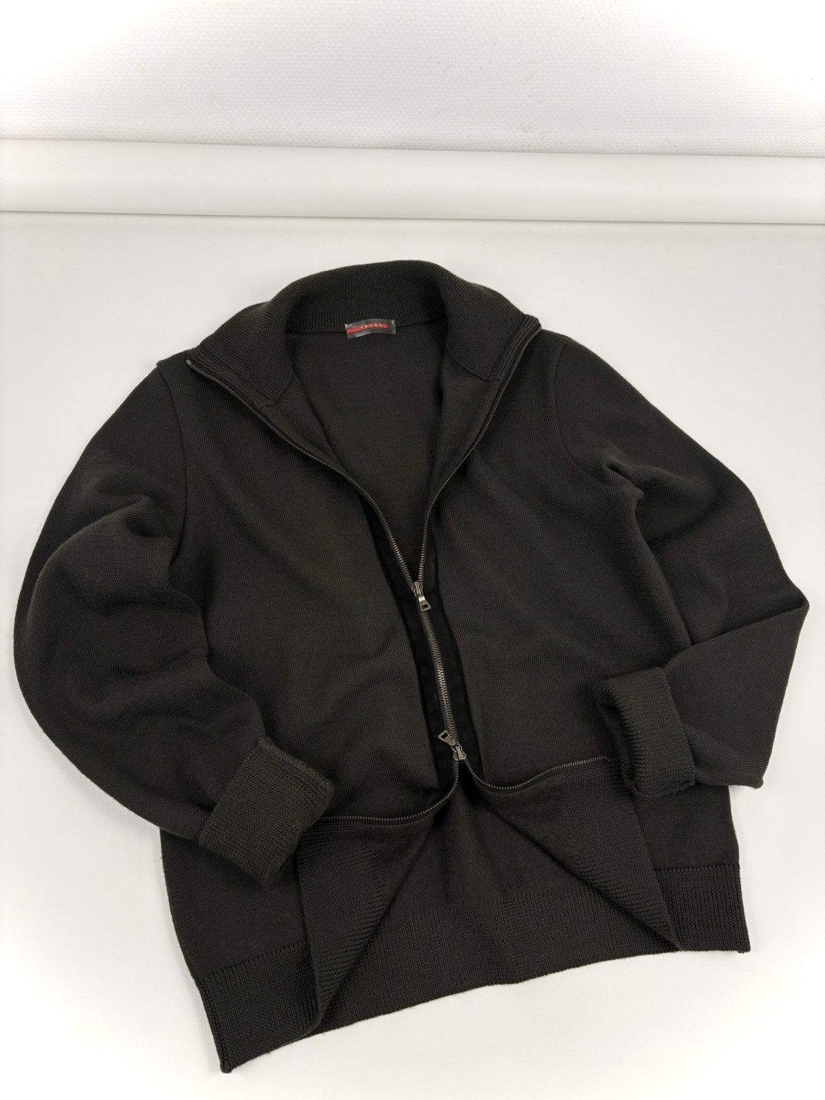 Miu Miu VTG Archive Knit Wool-Leather Zip Sweater High Collar Jumper Size US M / EU 48-50 / 2 - 9 Thumbnail