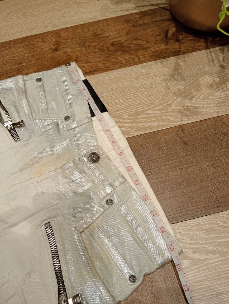 Balmain Balmain Paris Slim Metallic White Biker Jeans Size US 29 - 19 Thumbnail