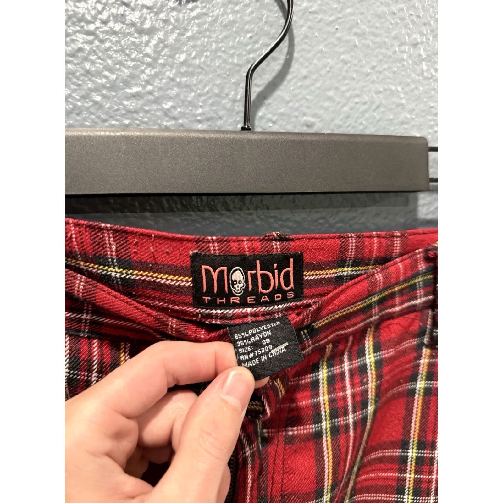 Vintage VINTAGE Morbid Threads Pants Punk Plaid Red Size 38 Mens Y2K Raver Cargo Size US 38 / EU 54 - 2 Thumbnail