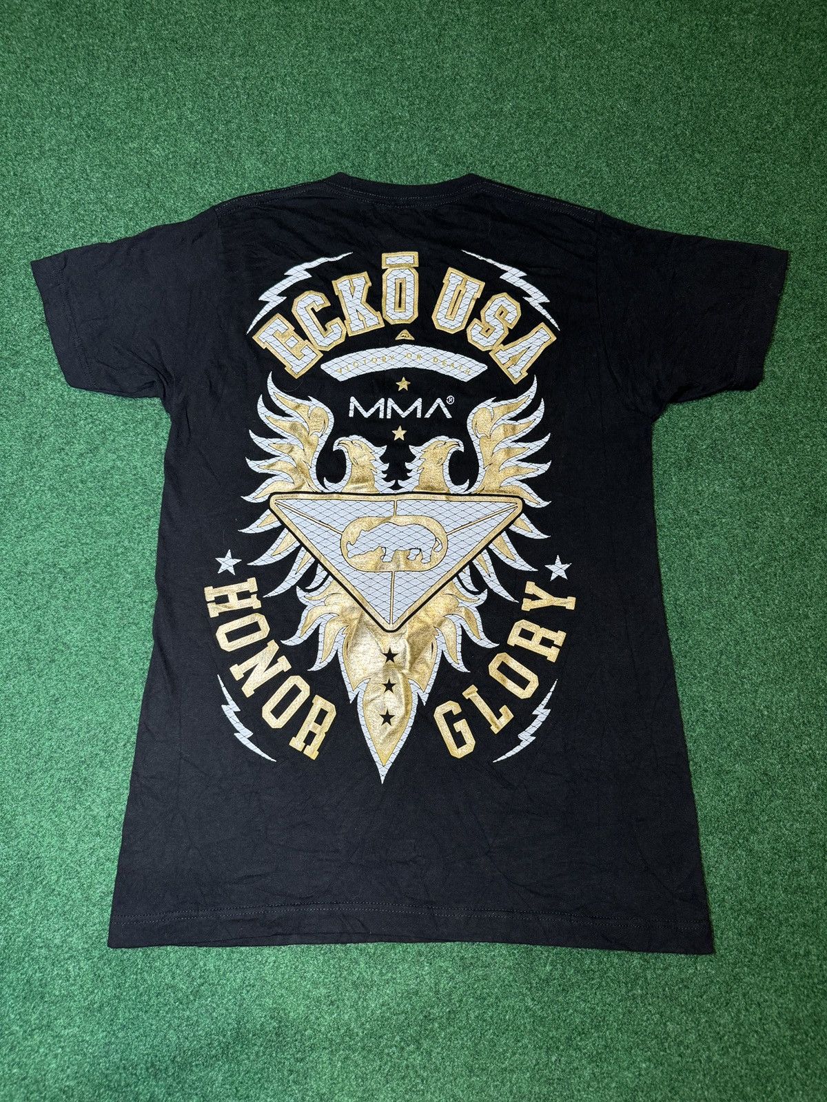 Ecko Unltd. Y2K MMA Ecko USA Slim Black Gold Mens Medium Tall T Shirt Size US M / EU 48-50 / 2 - 4 Thumbnail
