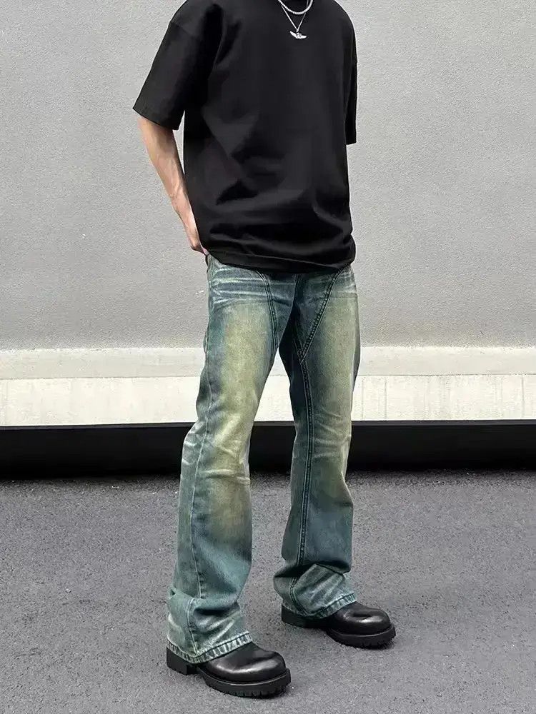 Japanese Brand Vintage washed Y2K patchwork micro-flared jeans Size US 32 / EU 48 - 6 Thumbnail