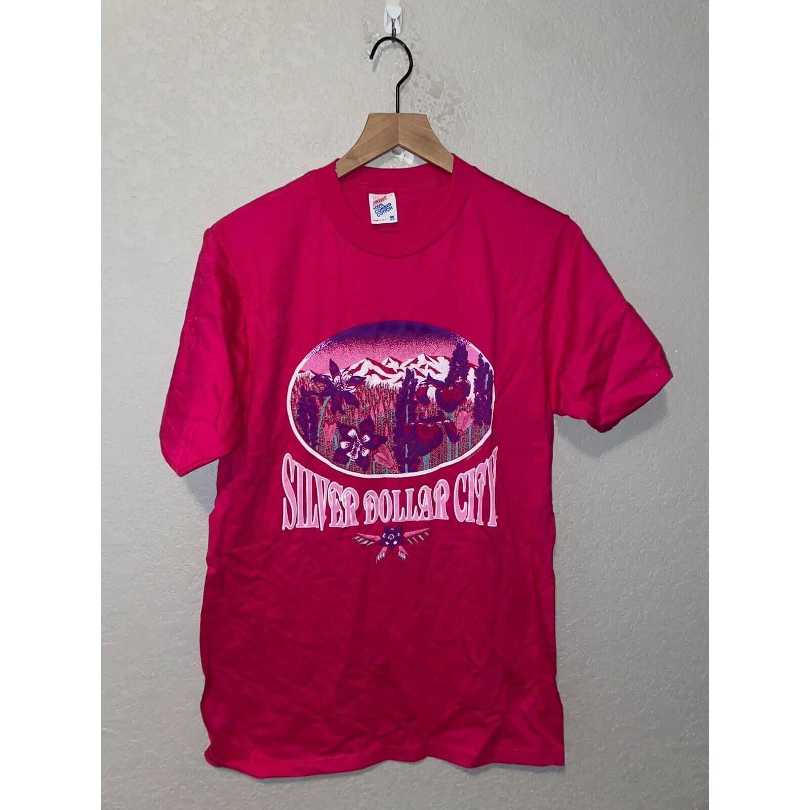 Jerzees Vintage Silver Dollar City Shirt Flower Pink 90s Tee VTG M Size US M / EU 48-50 / 2 - 1 Thumbnail