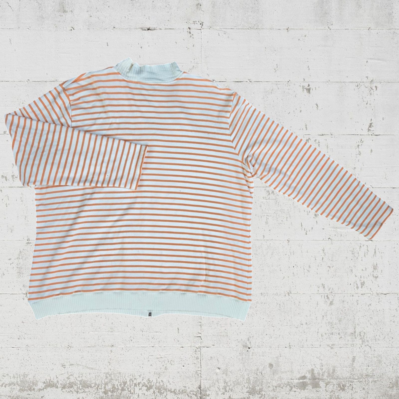 Vintage Vintage Peach Striped Full Zip Sweater Size 1X Size XL / US 12-14 / IT 48-50 - 8 Thumbnail