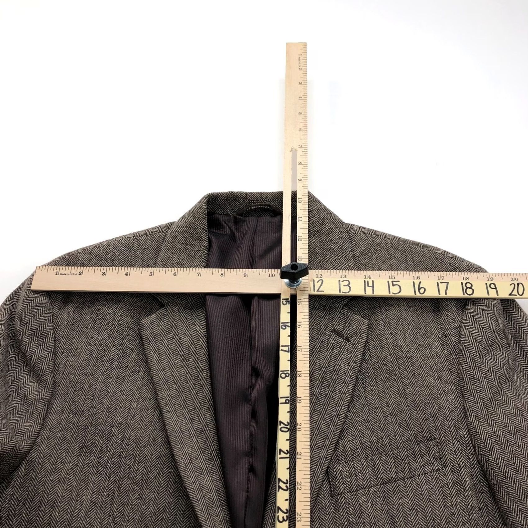 Tasso Elba Tasso Elba Sport Coat Jacket Brown Herringbone Wool-Blend Notch Lapel 2-Button 4-Button Sleeve Double-Vented Regular L Mens Size US L / EU 52-54 / 3 - 5 Thumbnail