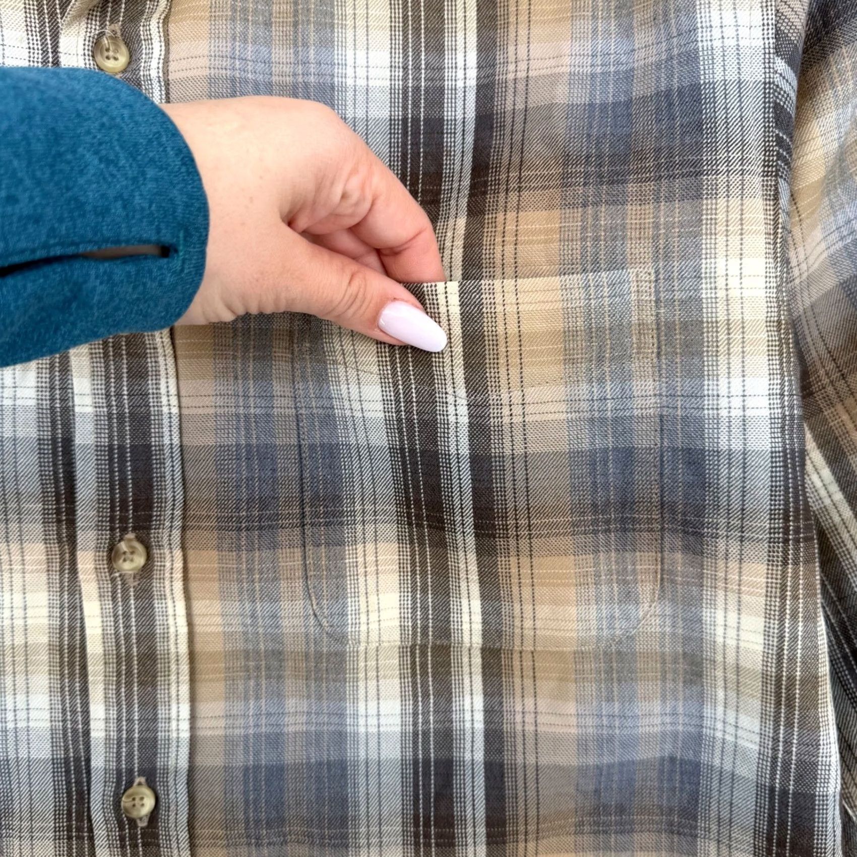 Pendleton Sir Pendleton Mens Plaid Worsted Wool Button-Down Shirt Tan Brown Grey M Size US M / EU 48-50 / 2 - 5 Thumbnail
