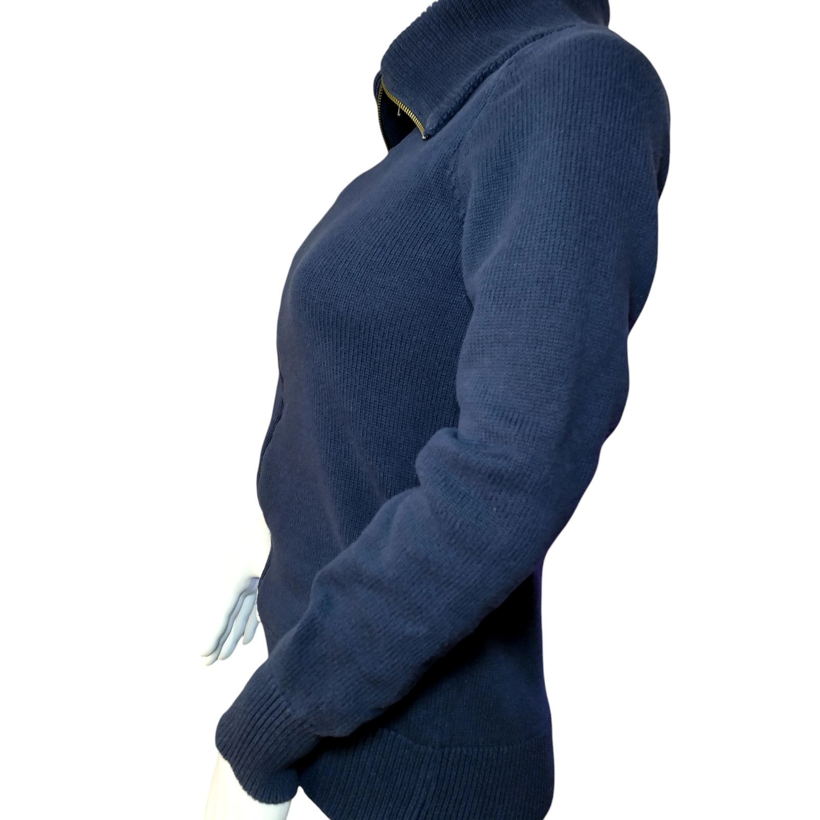 Ann Taylor Ann Taylor Womens High Neck Wool Knit Cardigan Blue Sz Sm Size S / US 4 / IT 40 - 6 Thumbnail