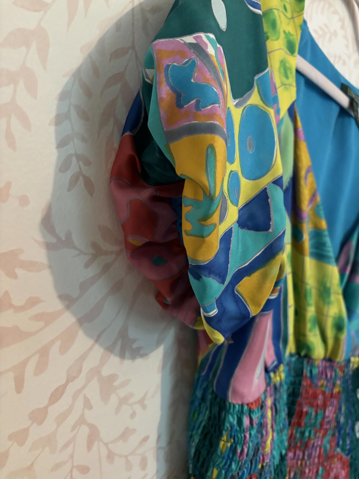 Lauren Ralph Lauren 100% Silk Vibrant Ralph Lauren Smocked Blouse - Size L Size L / US 10 / IT 46 - 3 Thumbnail