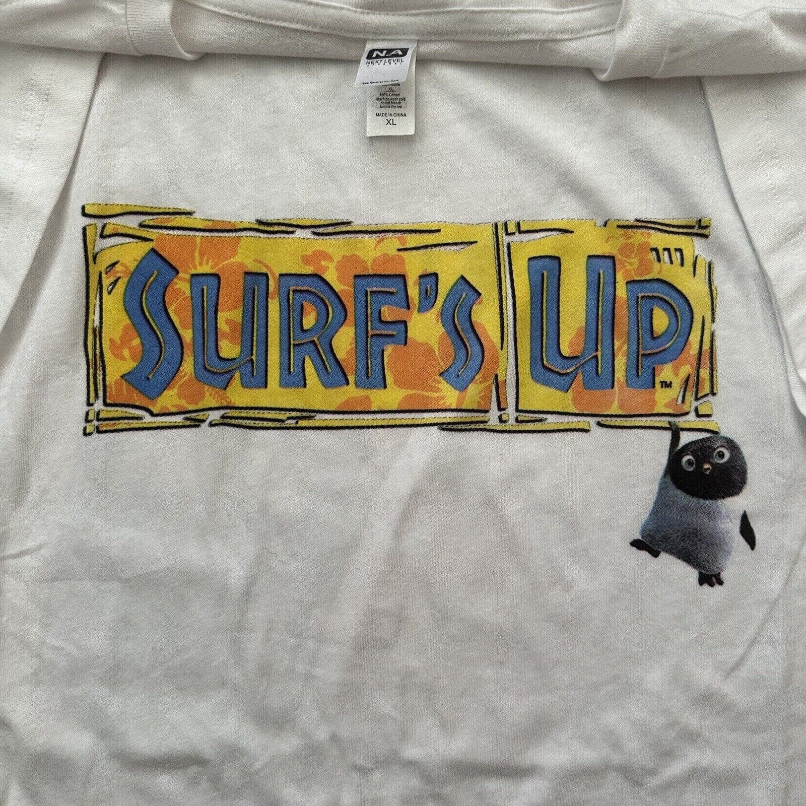 image of Vintage 2007 Surfs Up Dvd Movie Promo T-Shirt Sony in White, Men's (Size XL)