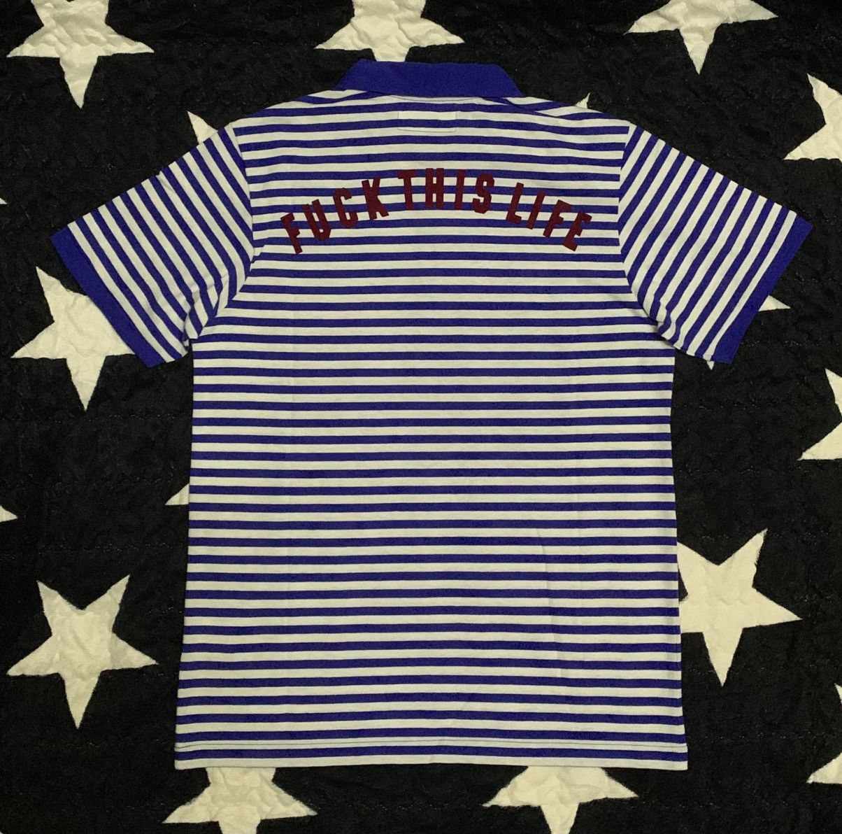 Wacko Maria Wacko Maria Striped Polo Flocking Back Hit “FUCK THIS LIFE” Size US M / EU 48-50 / 2 - 7 Thumbnail