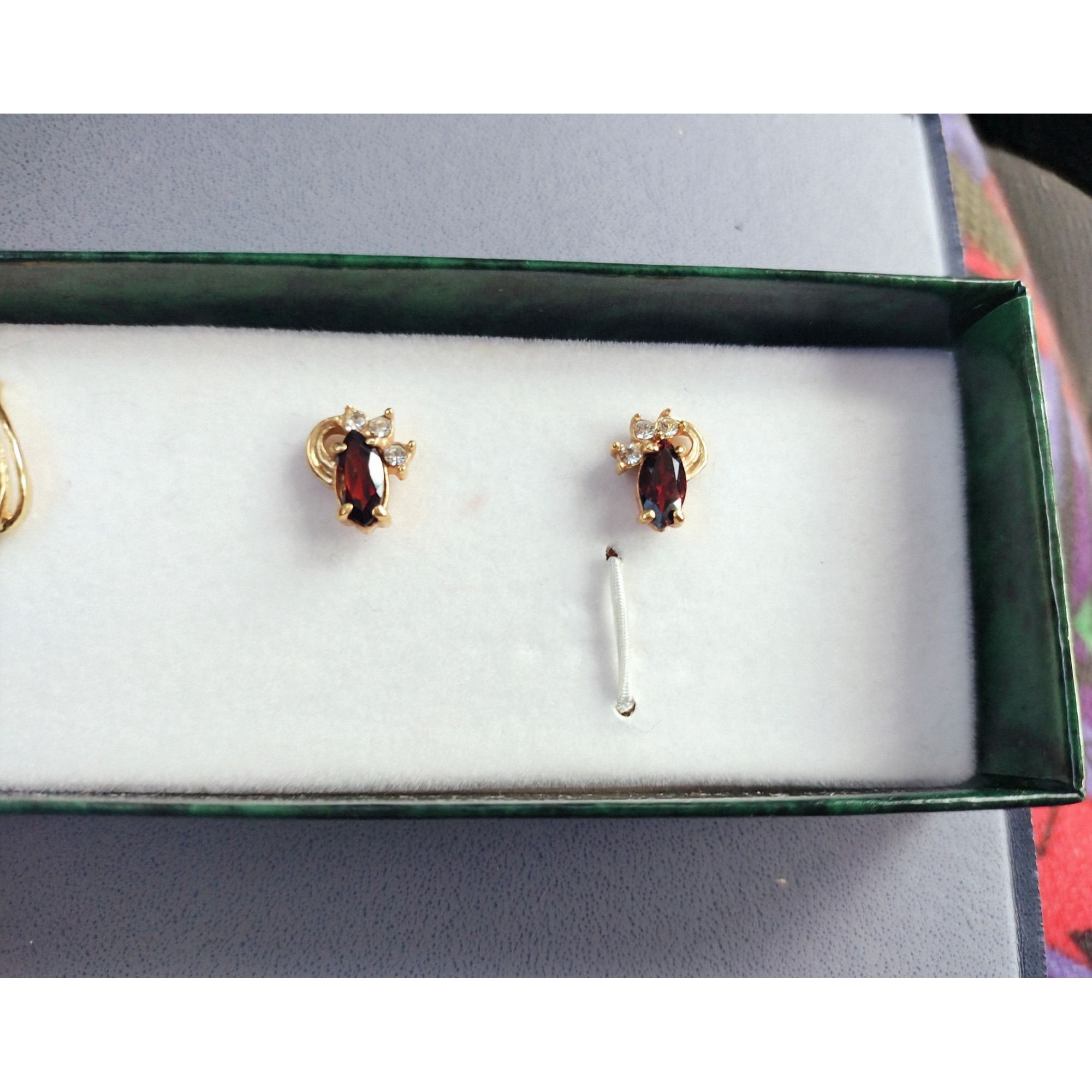 Other Earrings 3 Pairs Gold Tone Genuine Stones Gift Box Birthston Size ONE SIZE - 6 Thumbnail