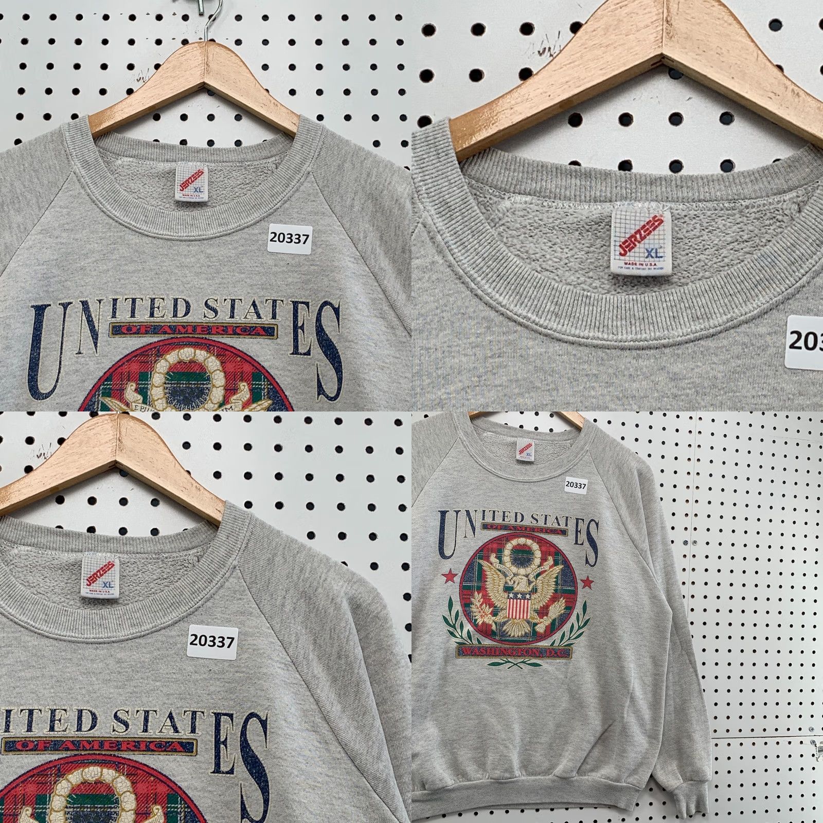 Jerzees VINTAGE United States Eagle Crest Logo Crew Neck Sweatshirt Gray XL Mens 90s Sweatshirt Size US XL / EU 56 / 4 - 8 Thumbnail