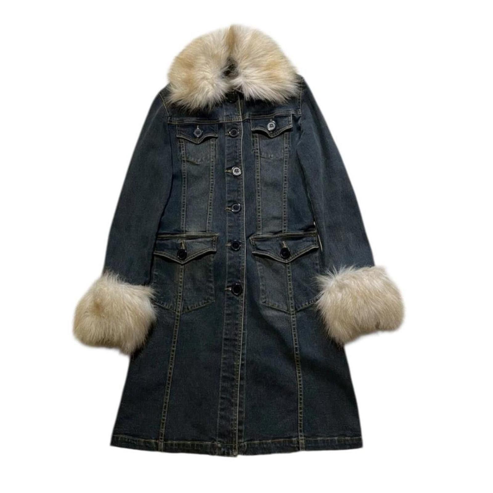 Other Denim with fur y2k style vintage penny lane coat jacket Size XS / US 0-2 / IT 36-38 - 1 Thumbnail