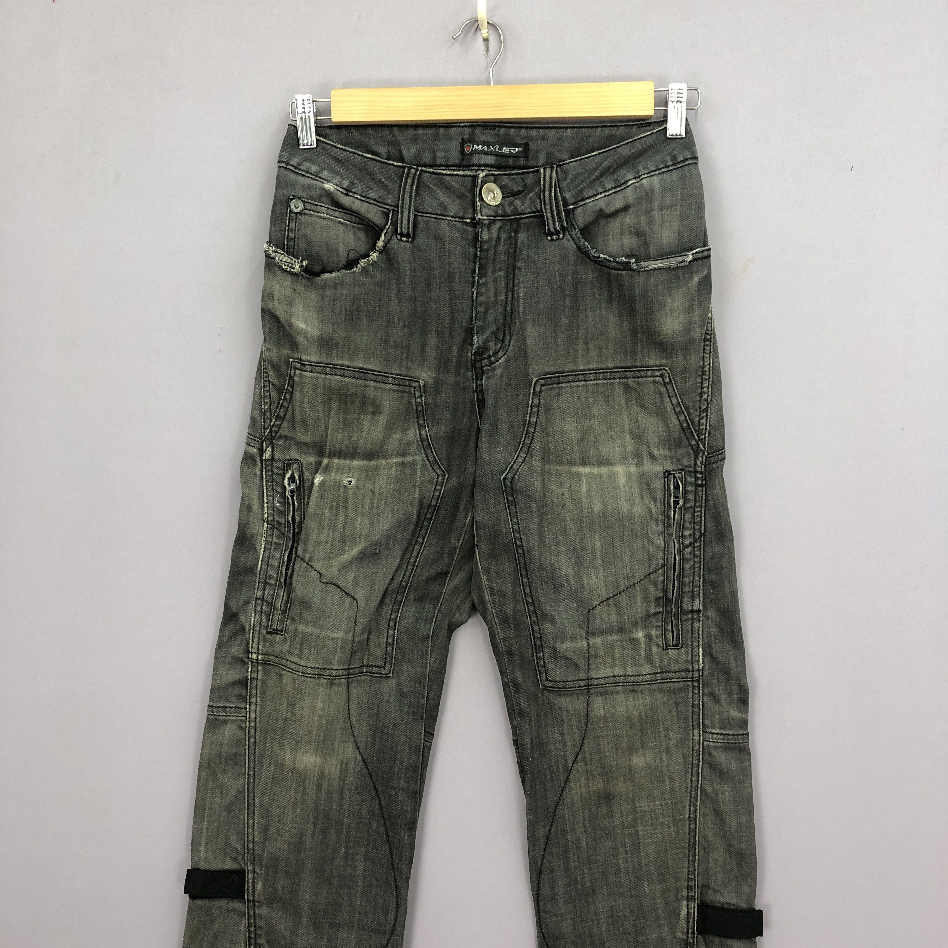 Japanese Brand Vintage Maxler Double Knee Jeans Japanese Faded Ripped Denim Size 28" / US 6 / IT 42 - 3 Thumbnail