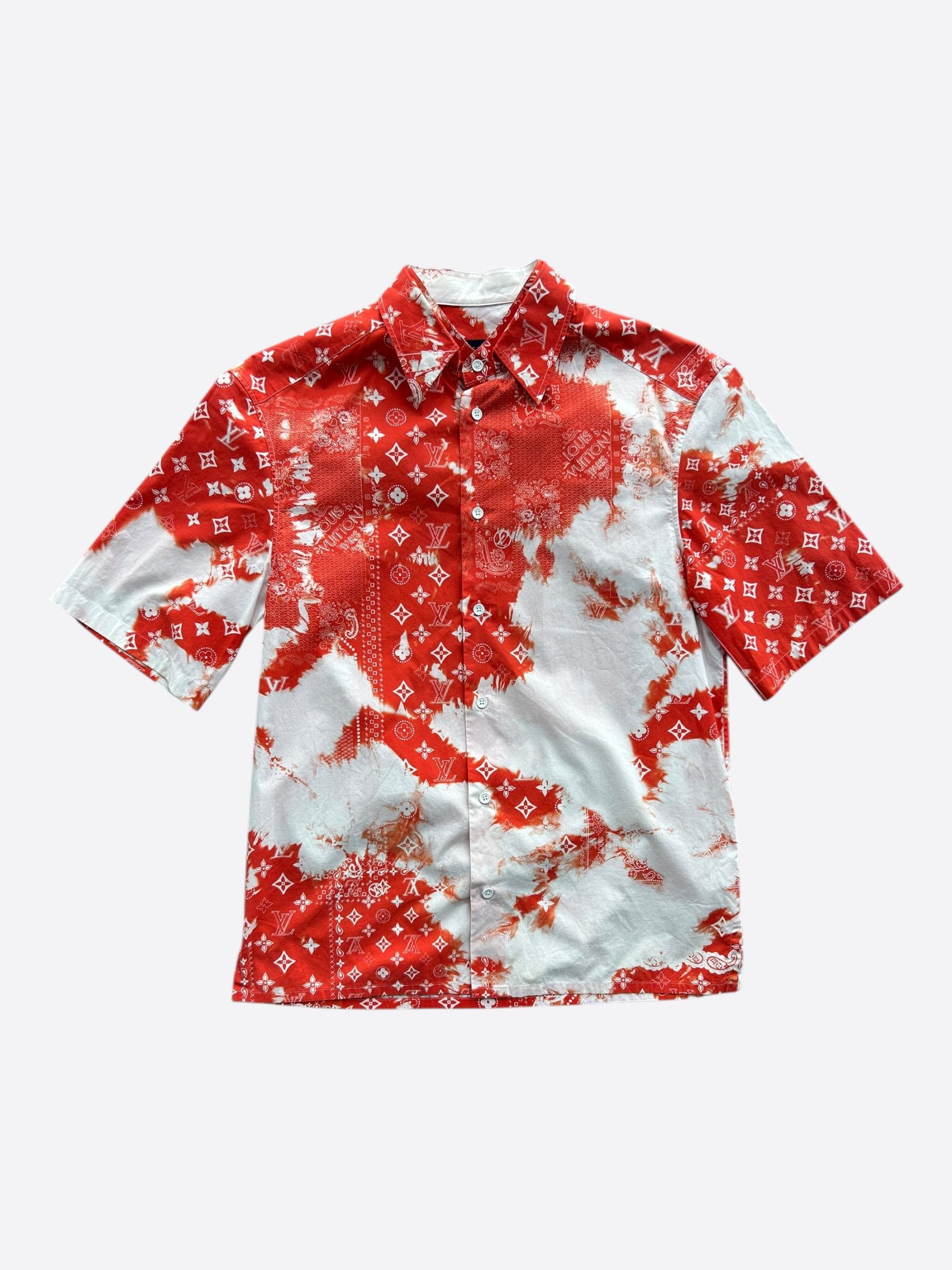 Louis Vuitton Red Bandana Bleached Short Sleeve Button Up Shirt Size US XS / EU 42 / 0 - 1 Thumbnail