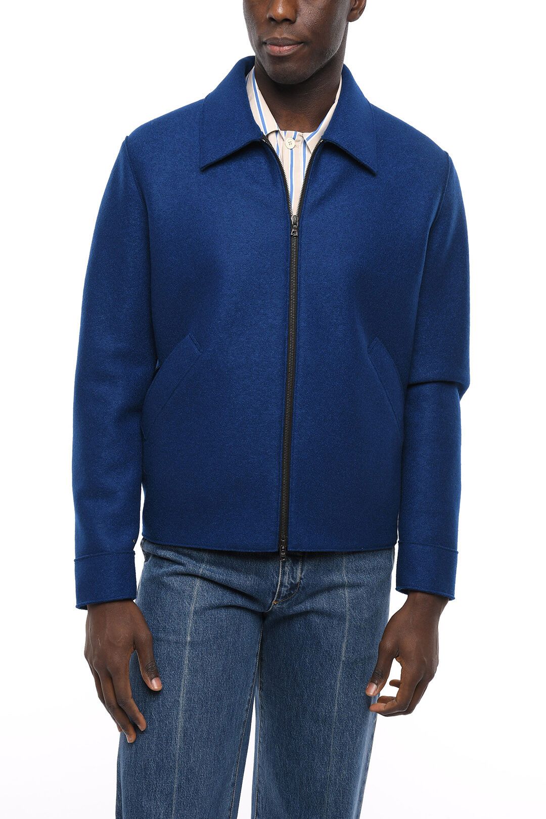 image of Harris Wharf London Og1Mm1223 Coat In Blue, Men's (Size Large)