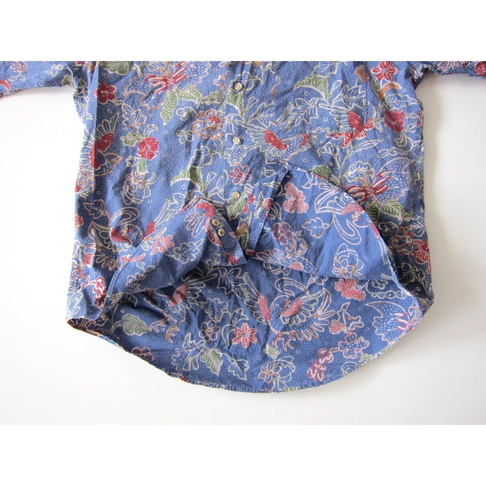 Lands' End VINTAGE Lands' End Button-Down Shirt M Men Floral Bird Cotton Blue Red Green 100% Cotton Short Sleeve Shirt Size US M / EU 48-50 / 2 - 6 Thumbnail