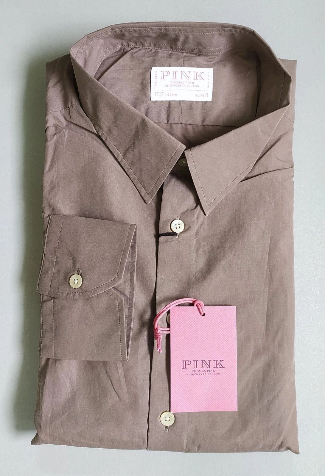 Thomas Pink Slim Fit Taupe Melange Formal Shirt T 0030