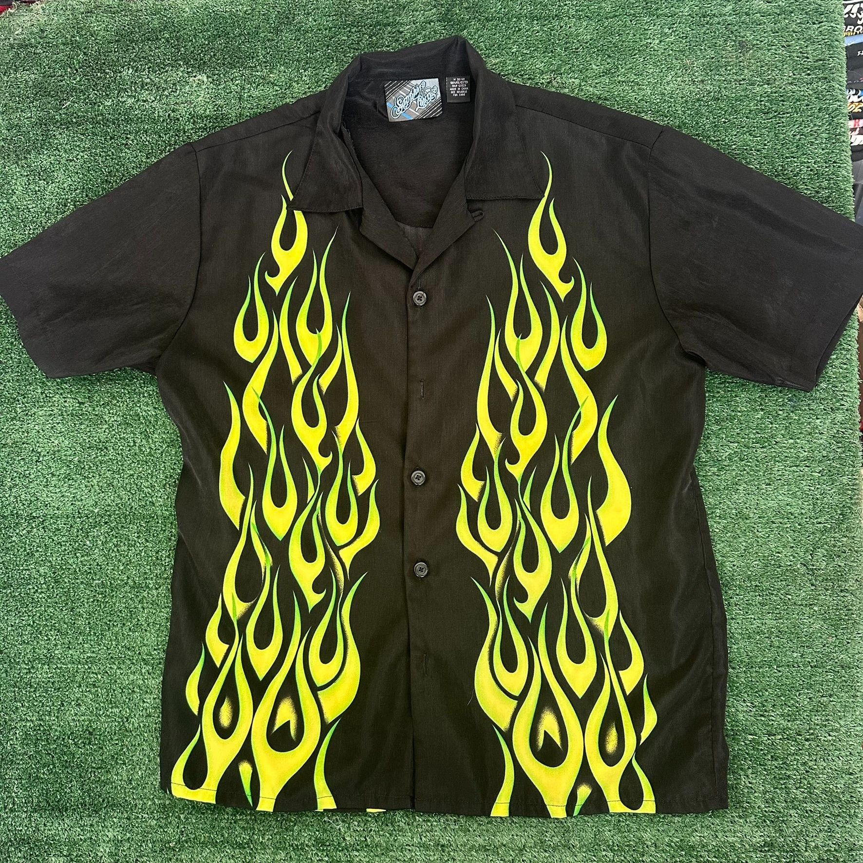 Vintage Vintage Y2K Sapphire Lounge Neon Flame Shirt Cyber Goth Skat Size US M / EU 48-50 / 2 - 1 Thumbnail