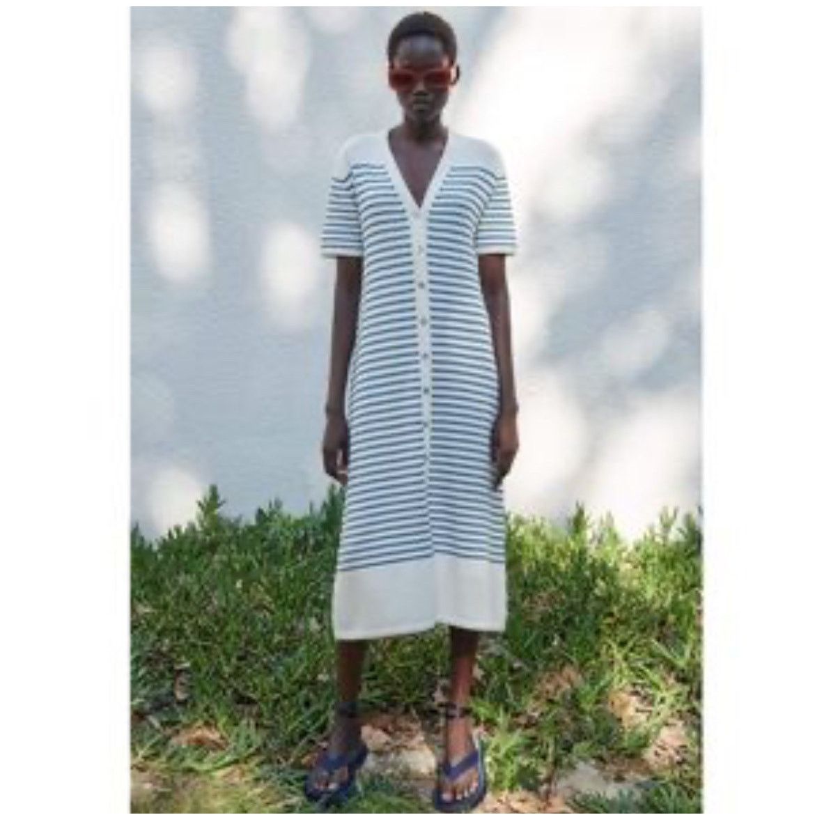 knit knee length dress Baltic Born Womens Winslet Knit Dress | Black + Cream main image 1