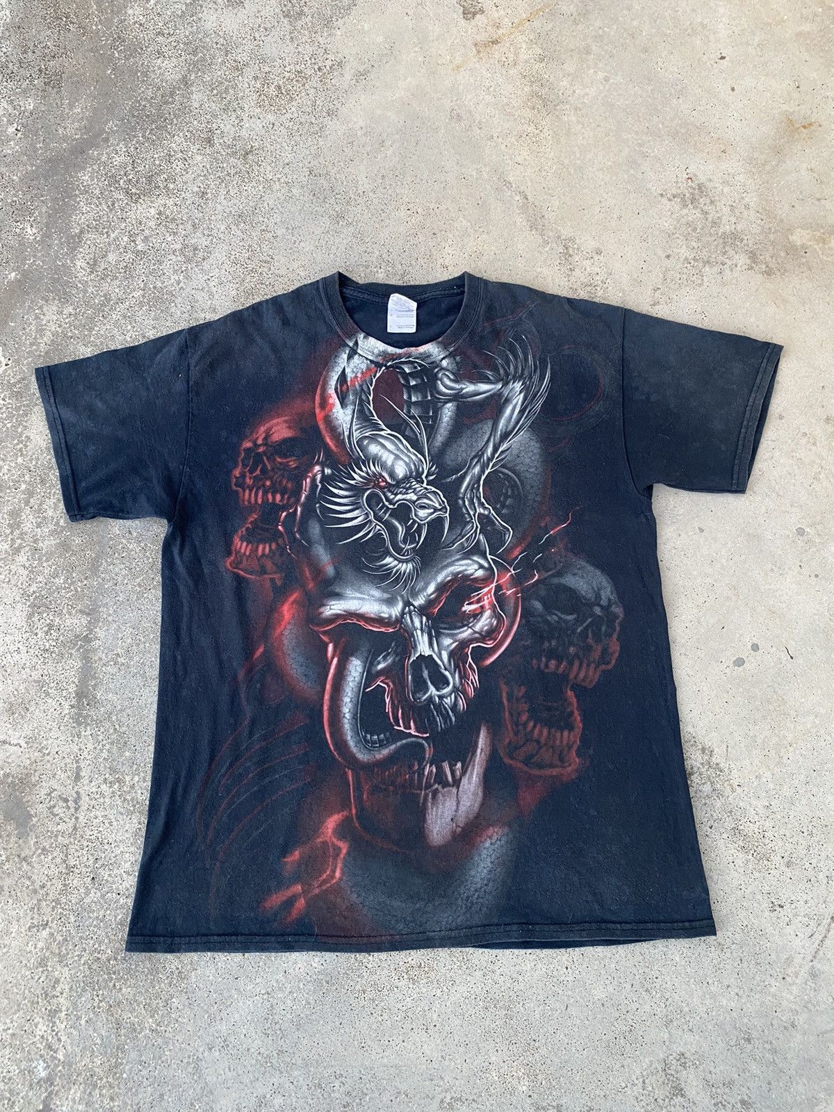 Affliction Vintage Y2K Dragon & Skull All Over Print Shirt Size US L / EU 52-54 / 3 - 1 Thumbnail