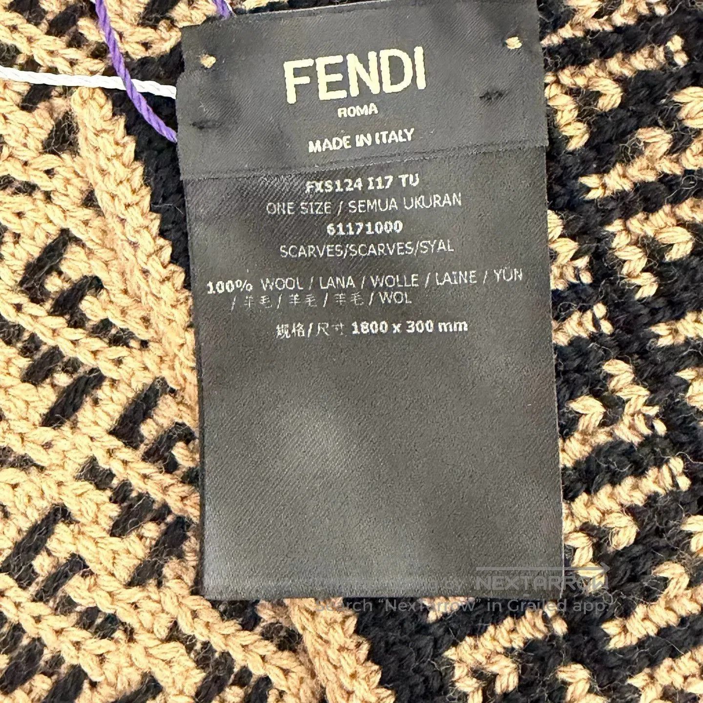 Fendi Fendi Monogram Embroidered Wool Scarf. Size ONE SIZE - 3 Thumbnail