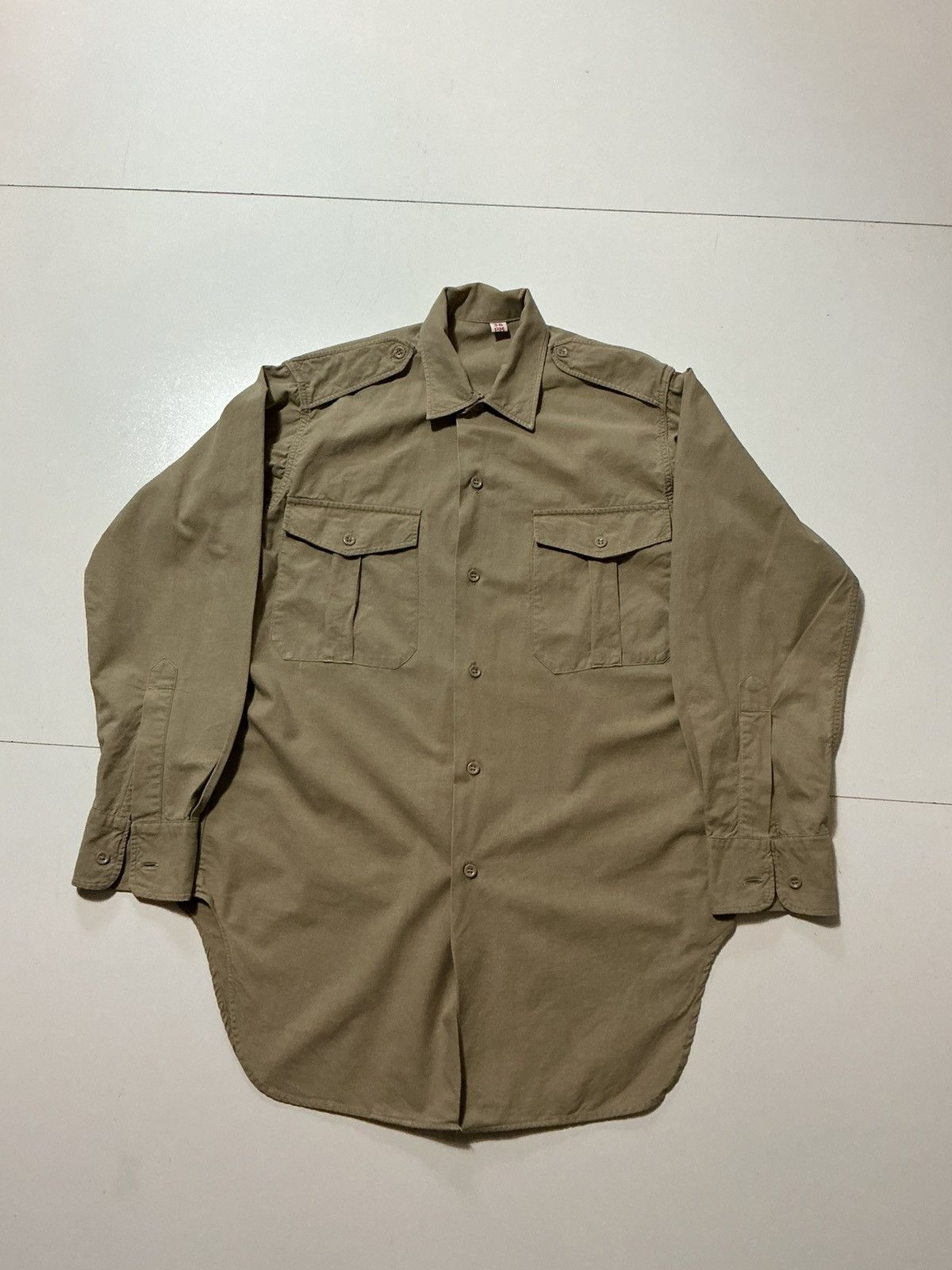 Vintage Vintage 1963 60s French Army Military ETS Officers Shirt Size US S / EU 44-46 / 1 - 1 Thumbnail