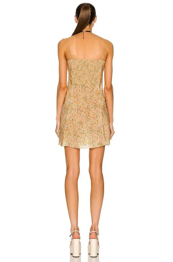 Saint Laurent Paris o1bcso1str1125 Sleeveless Dress In Floral Crepe in Beige Size M / US 6-8 / IT 42-44 - 3 Thumbnail