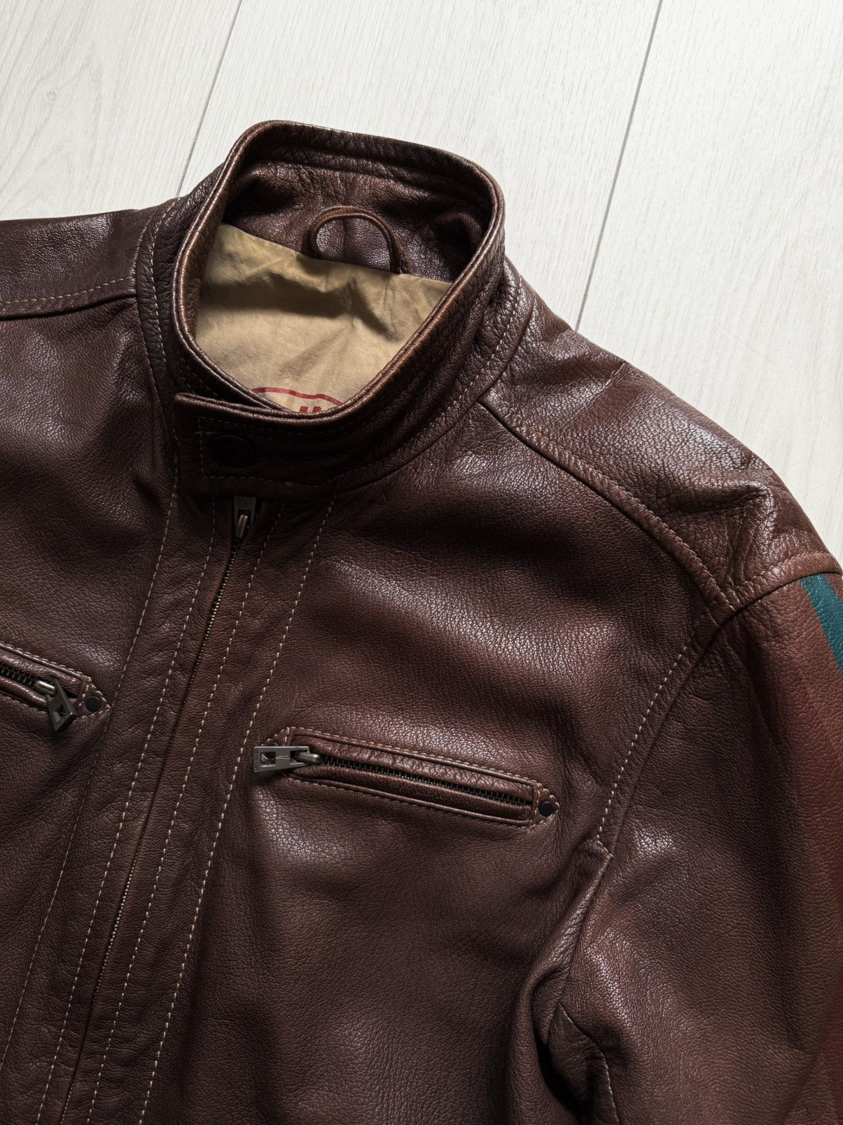Vintage Strellson Swiss Cross Biker Moto Leather Jacket