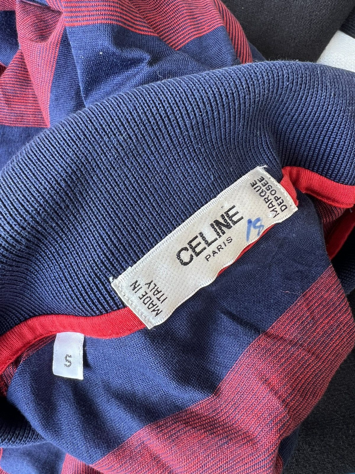 Celine Vintage Celine Paris Made in Italy Border Striped Polo Shirt Size US S / EU 44-46 / 1 - 17 Thumbnail