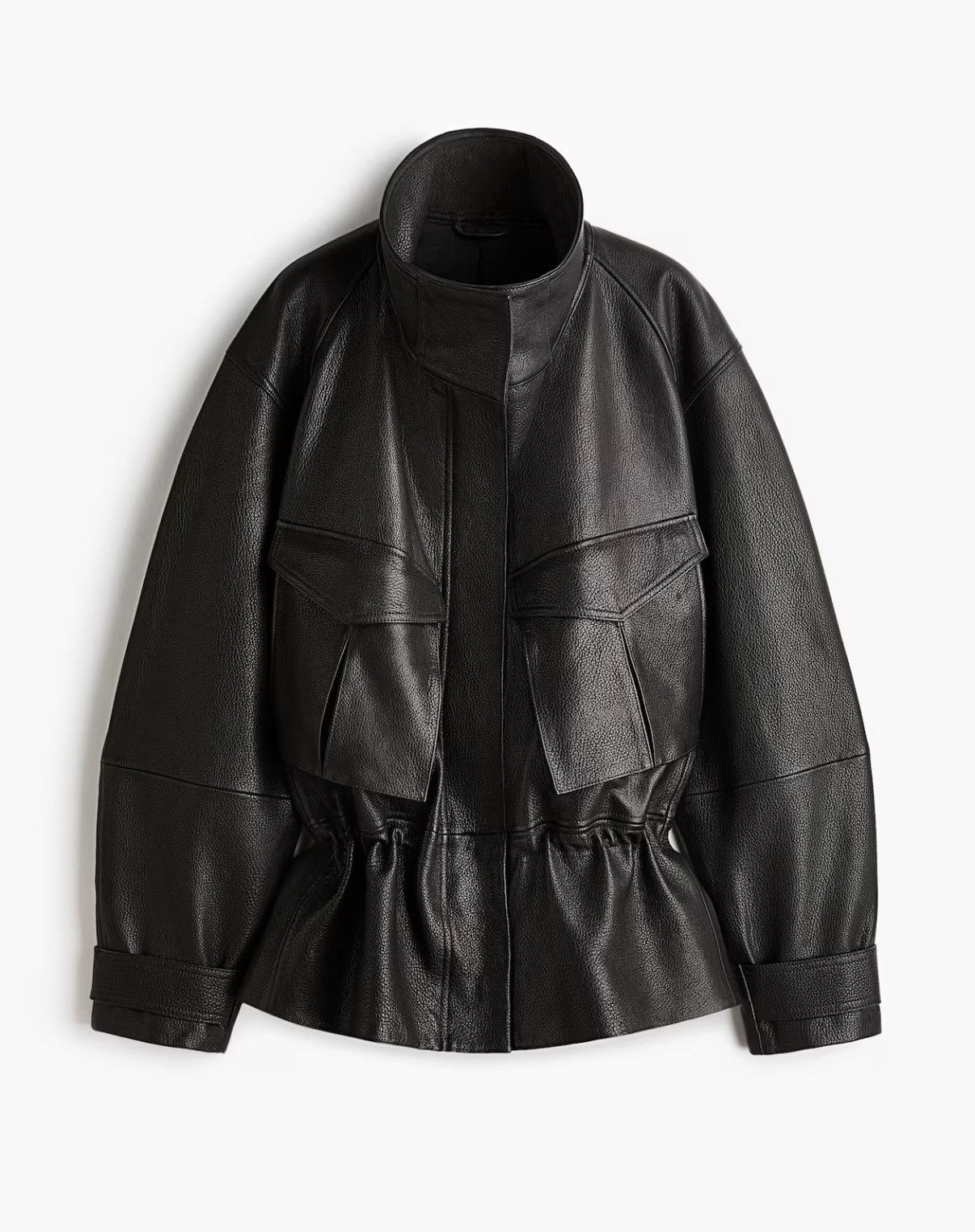 H&M H&M Studio Collection sz XL Black Peplum leather jacket Size XL / US 12-14 / IT 48-50 - 3 Thumbnail