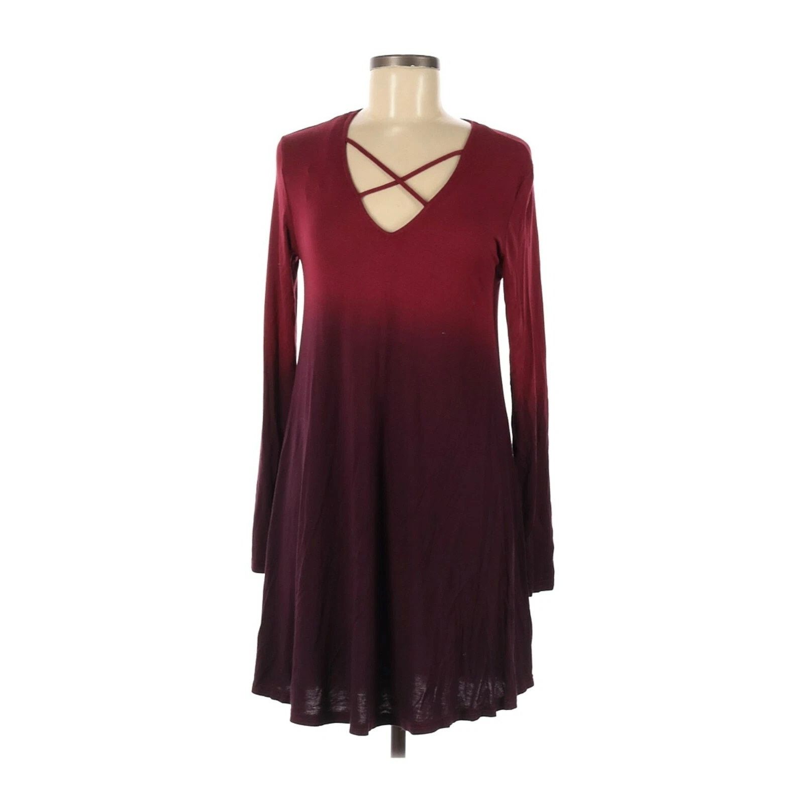 Other Alya Dress Made in USA Burgundy XS Cut out Crisscross V-Neck Size XS / US 0-2 / IT 36-38 - 2 Thumbnail