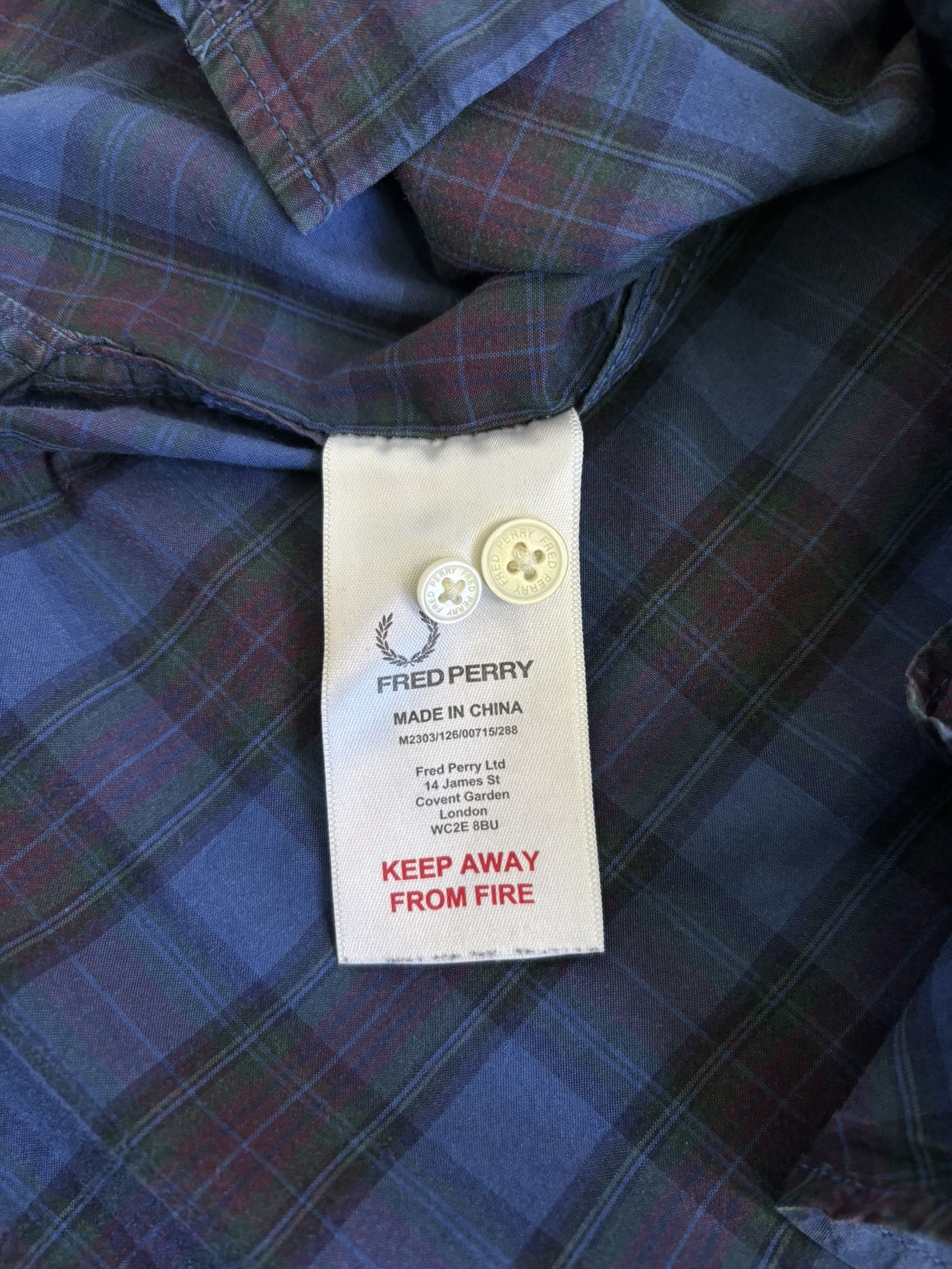 Fred Perry Fred Perry Navy Blue Check shirt size S Size US S / EU 44-46 / 1 - 12 Thumbnail