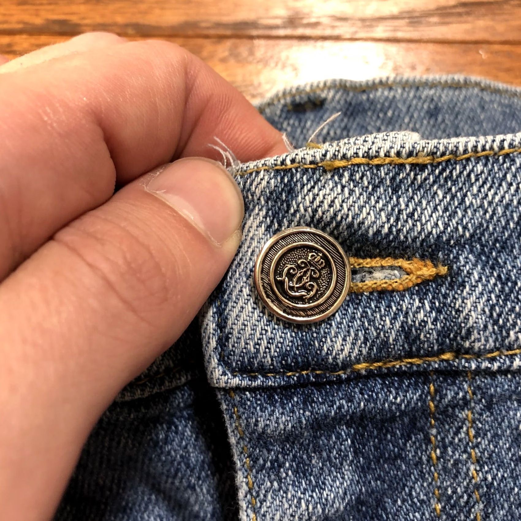 Lee VINTAGE Lee Denim Jeans Mens 37x33 High Rise Straight Western Cowboy 5-Pocket Blue Denim USA 80s 90s Mens Size US 37 - 6 Thumbnail