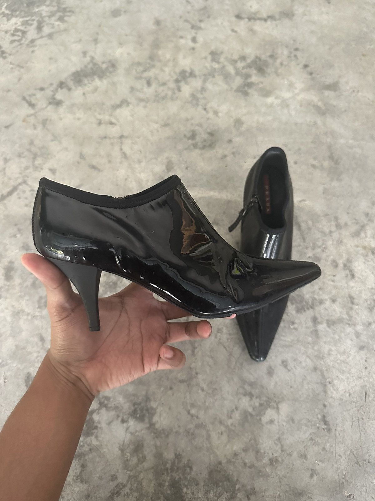 Prada Prada Black Patent Leather Ankle Boots Size US 5 / IT 35 - 7 Thumbnail